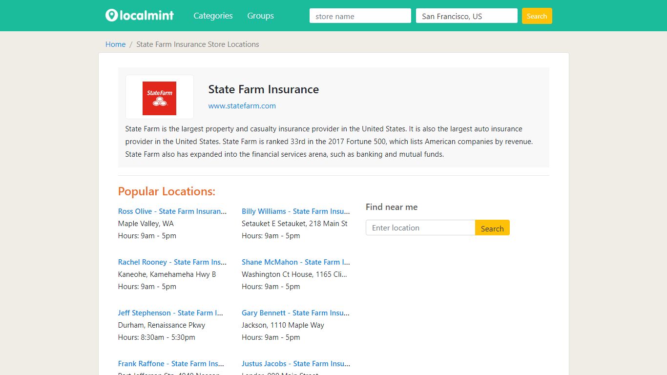 State Farm Insurance Locations & Hours near me in United States - Localmint